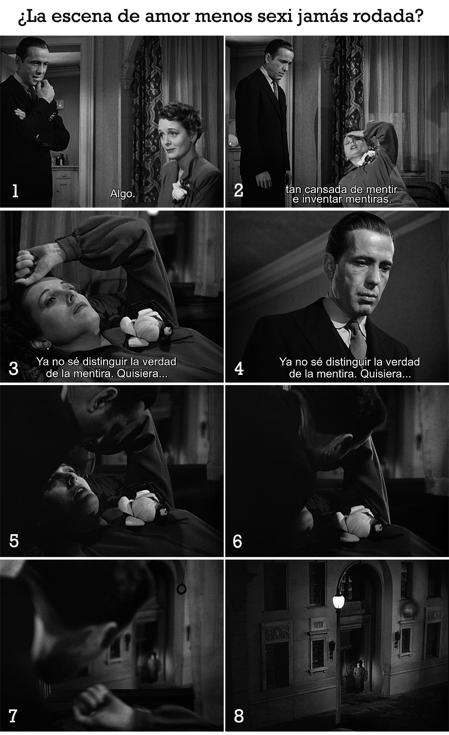 Escena de amor en El Halcón maltés